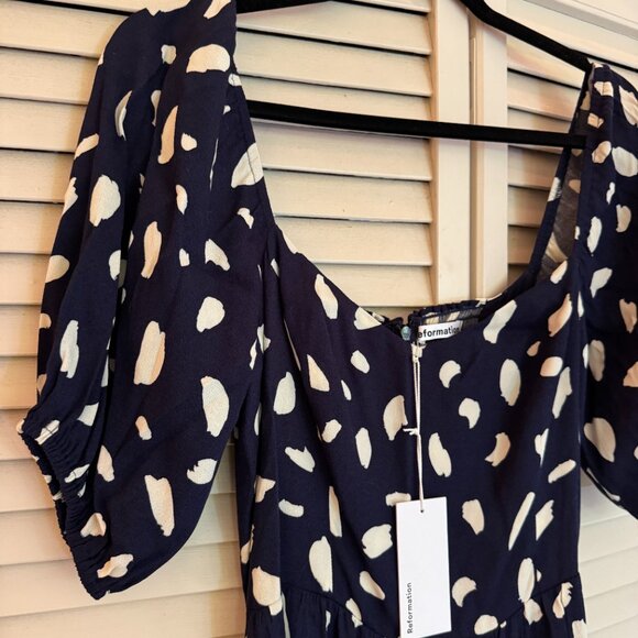 Reformation Zippy Midi Dress - Blue Splatter print - Picture 5 of 5